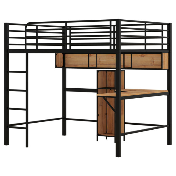 Mason & Marbles Leeming Full Size Metal & Wood Loft Bed with L shaped